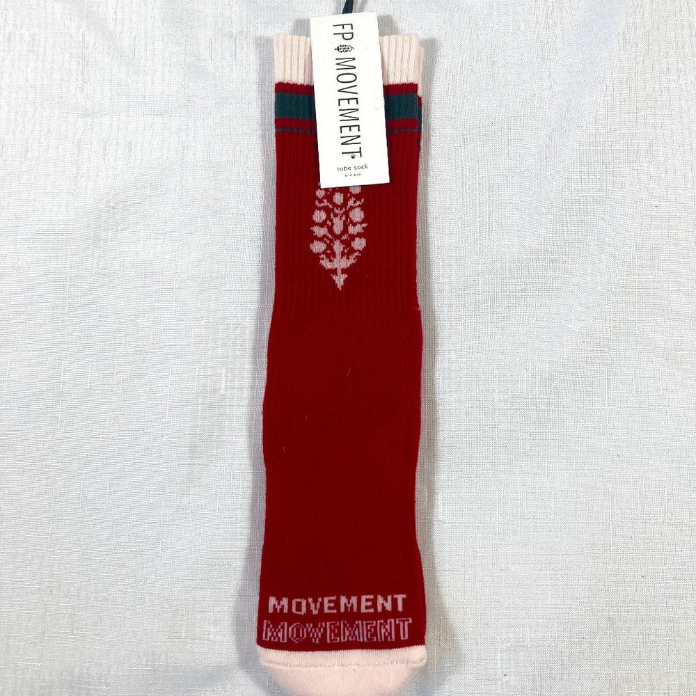 NWT FP Movement X Lucky Honey Tube Sock, Cardinal, One Size